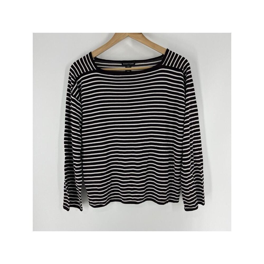 Eileen Fisher Sweater Size XS Casis Seamless Sleek Tencel Bateau Neck Top Preppy